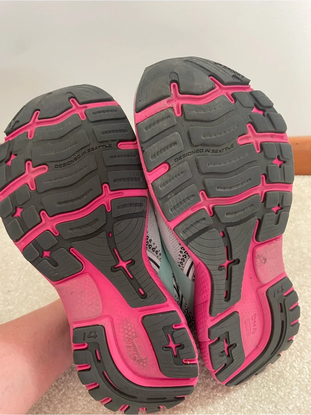 Brooks Ghost Women's Running Shoes - Gray with Pink and Mint Accents